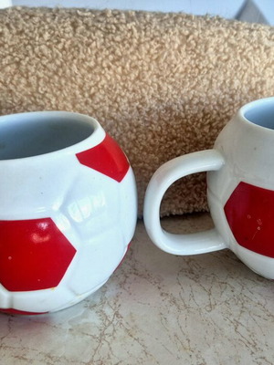 Olympiakos football ball ceramic mugs, set of 2