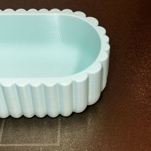 Decorative oval serving tray, beige, PLA, 3D printed
