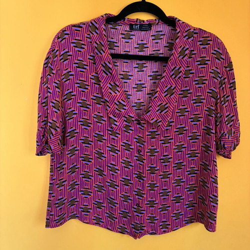 Zara TRF shirt with retro optical geometric print, excellent like-new condition