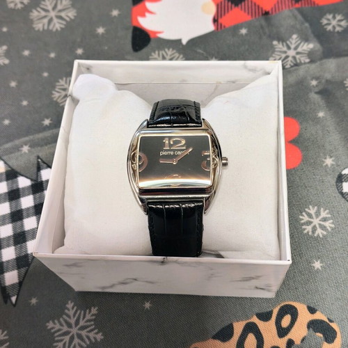 Pierre Cardin women's watch like new with black dial and silver frame