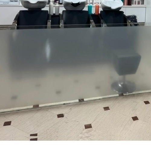 Glass partition with inox bases like new for professional space