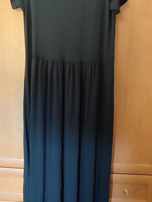 Long elastic black dress one size, new, cotton viscose
