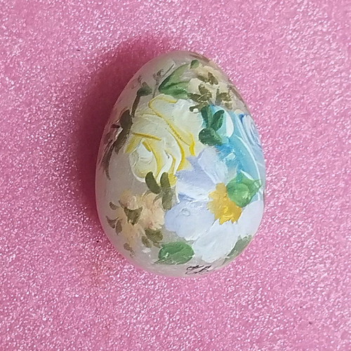 Easter marble egg with handmade painting 6 cm new
