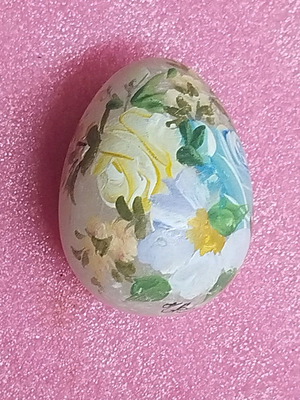 Easter marble egg with handmade painting 6 cm new
