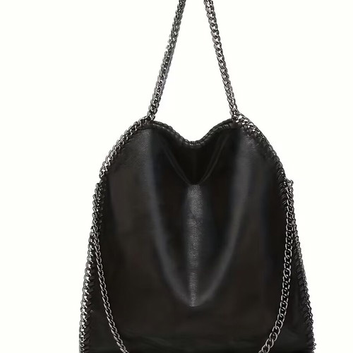 Women's shoulder bag black, new, with chains and zipper