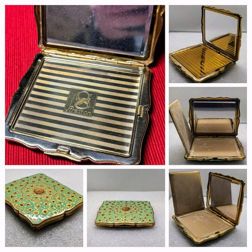 Vintage retro Stratton powder compact 50s/60s like new with mirror and baroque design
