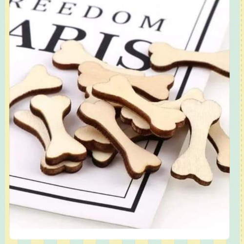 Wooden pet craft elements new, set with sign, 24 dogs and 50 bones