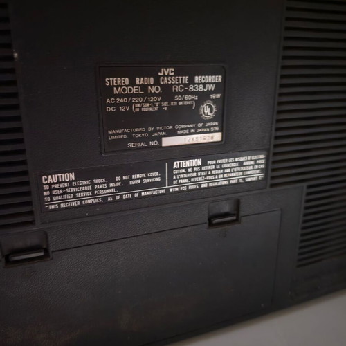 JVC RC-838JW 1978 vintage boombox