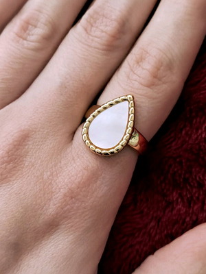 Χρυσό λευκό δαχτυλίδι σε σχήμα σταγόνας, καινούργιο, αυξομειώνεται