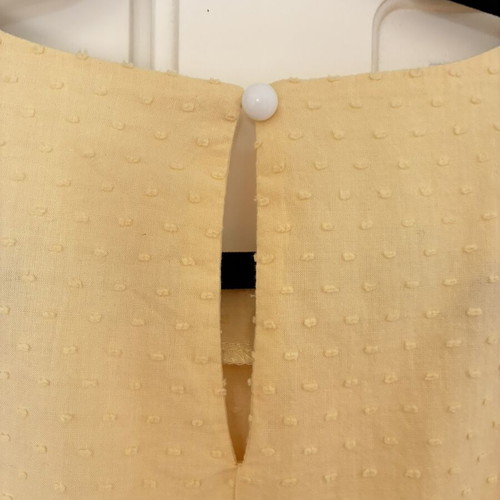 Butter Yellow Swiss Dot Puff Sleeve Smock Midi Dress, Size L, 100% Cotton, Pockets, Cottagecore