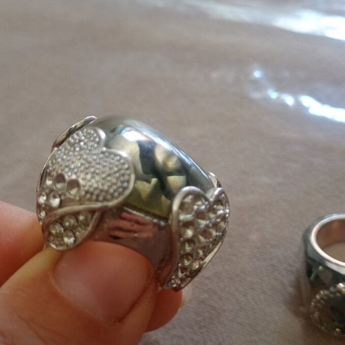 Set of 3 bulky rings used, size 18.5, missing some stones