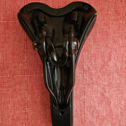 Bicycle saddle used, green and black color