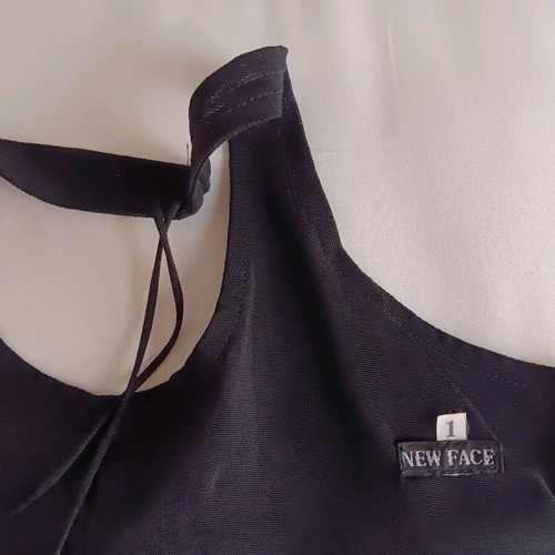 Blouse-bustier used, black tulle with built-in bra, size S