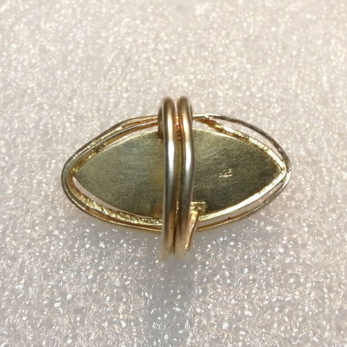 Silver ring with natural moonstone cabochon, 24kt gold plated, new