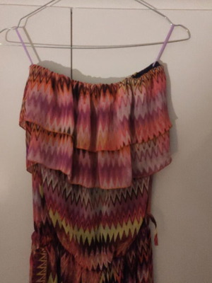 On Line colorful one-piece jumpsuit like new with belt and elastic