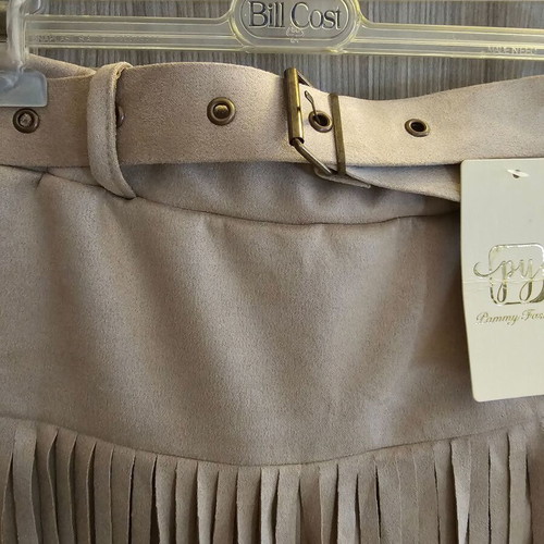 Skirt with fringes and built-in shorts, new, beige brown