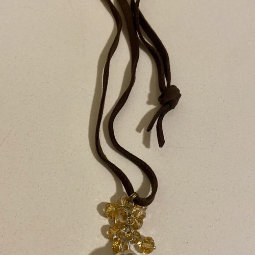 Swarovski necklace long with beads and adjustable leather strap, new