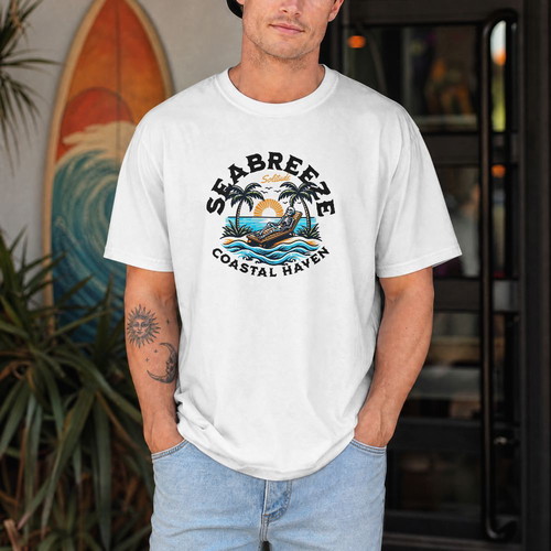 T-shirt Sea Breeze unisex new, white, polyester jersey