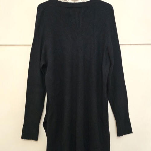 M&S Collection black long knit V-neck sweater like new