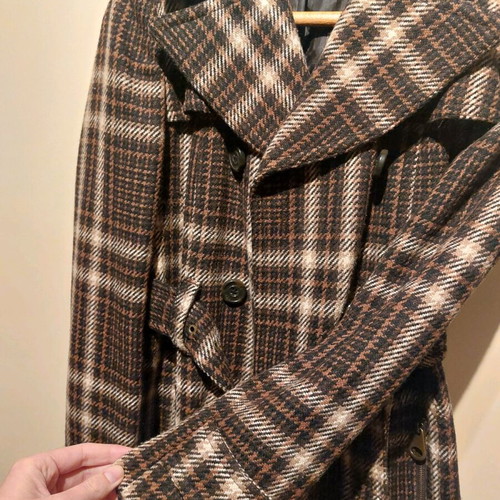Zara checked coat like new, Montgomery style, beige and brown