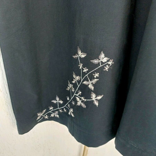 Black linen and cotton dress with embroidery XL like new