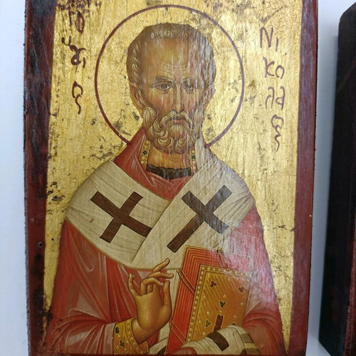 Εικόνες αγίων σε ξύλο, σετ 6 τεμαχίων, καινούργιες, 9x12,5 εκ.