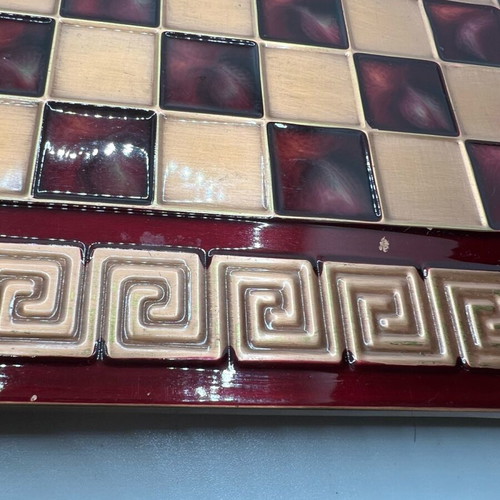 Vintage chessboard with enamel and bronze used