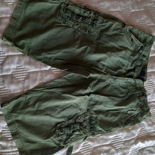 Men's bermuda shorts used, size M, beige and green
