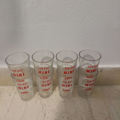 Ouzo Mini glasses set of 8, vintage EPOM Kronos