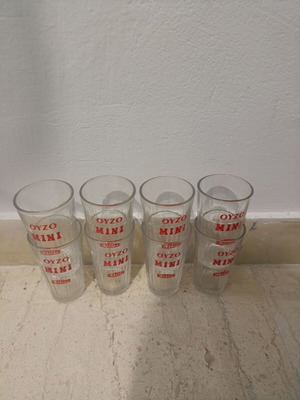 Ouzo Mini glasses set of 8, vintage EPOM Kronos
