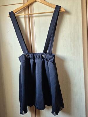 Handmade Black Chaton Salopette Skirt like new with lace