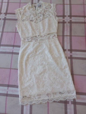 White fitted lace dress new with minor defect