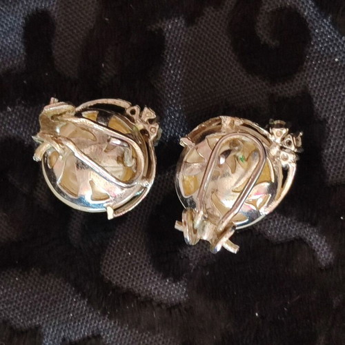 Vintage 925 Silver Earrings with Pearls & Zircons, 8g