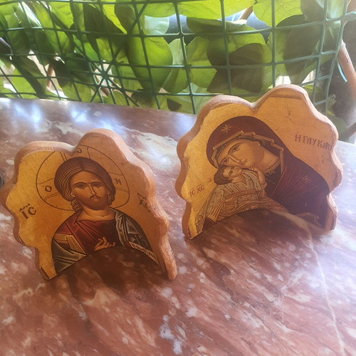 Religious ceramic icons, set of 2