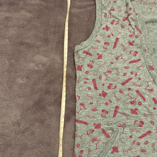 BSK by Bershka Sleeveless Hoodie S like new, grey melange with pink print