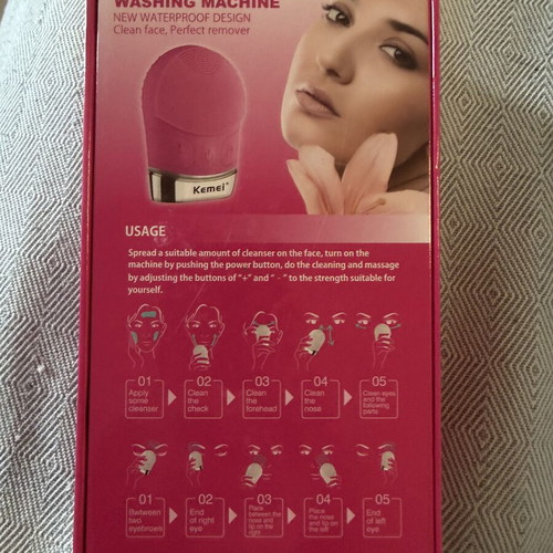 Kemei silicone facial cleansing brush with sonic pulses