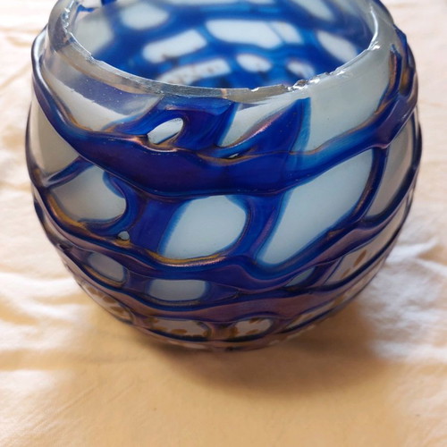 French Soufflé Vase handmade used, antique 1910
