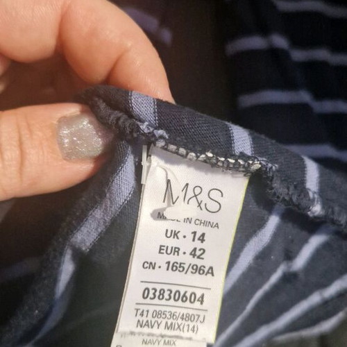 Marks & Spencer blouse used, blue, size 42 with stones on neckline
