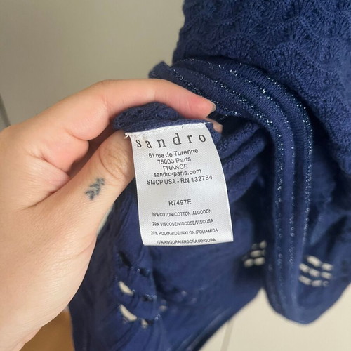 Sandro navy knit dress size L like new