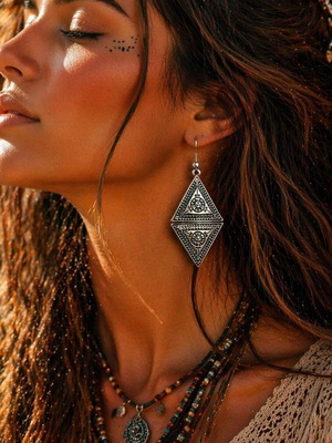 Double triangle earrings like new, gold color