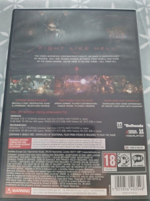Doom 2016 PC like new with unused codes