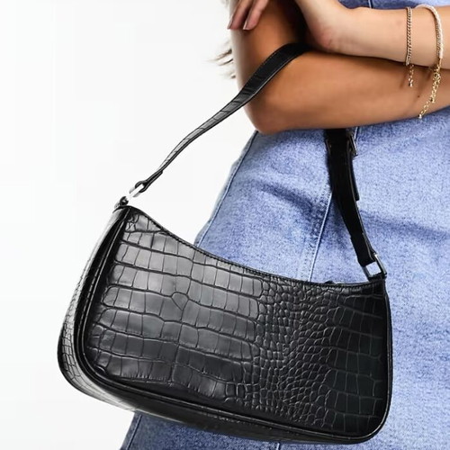 Monki Croco Shoulder/Hand Bag like new, black