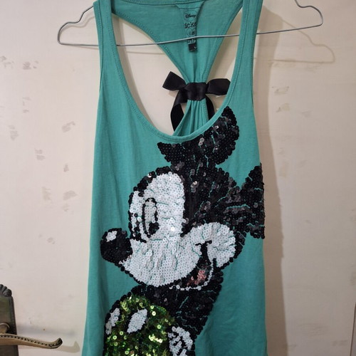 Mickey sleeveless top cotton, like new, size M/L, multicolor green