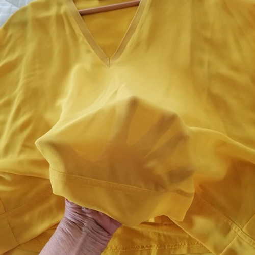 Zara blouse like new, yellow with transparent sleeves, size L