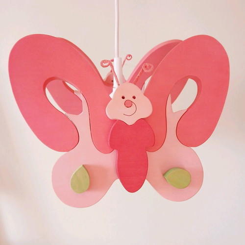 Wooden children's ceiling light with butterfly shape