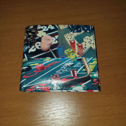 Casino wallet new with compartments for bills, coins, and cards