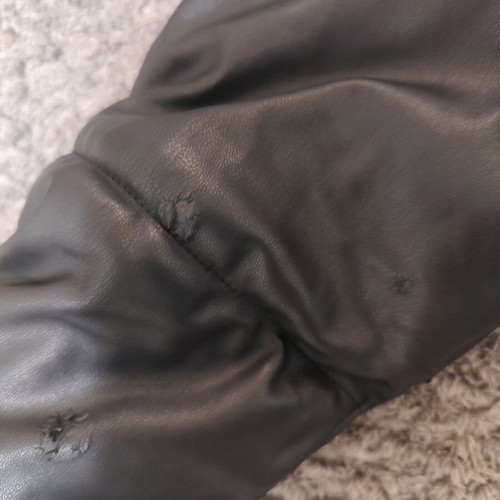 Women's leather jacket used, black with wear