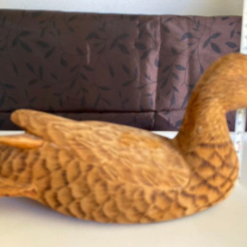 Wild duck wood carving pair used