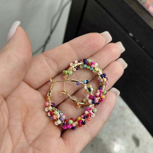 Stainless steel earrings with beads made to order, multicolor and gold