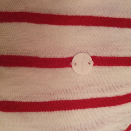 Stradivarius long-sleeve t-shirt, white and red stripes, size M